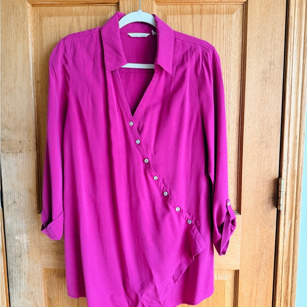 Soft Surroundings Fuchsia Asymmetrical Blouse
